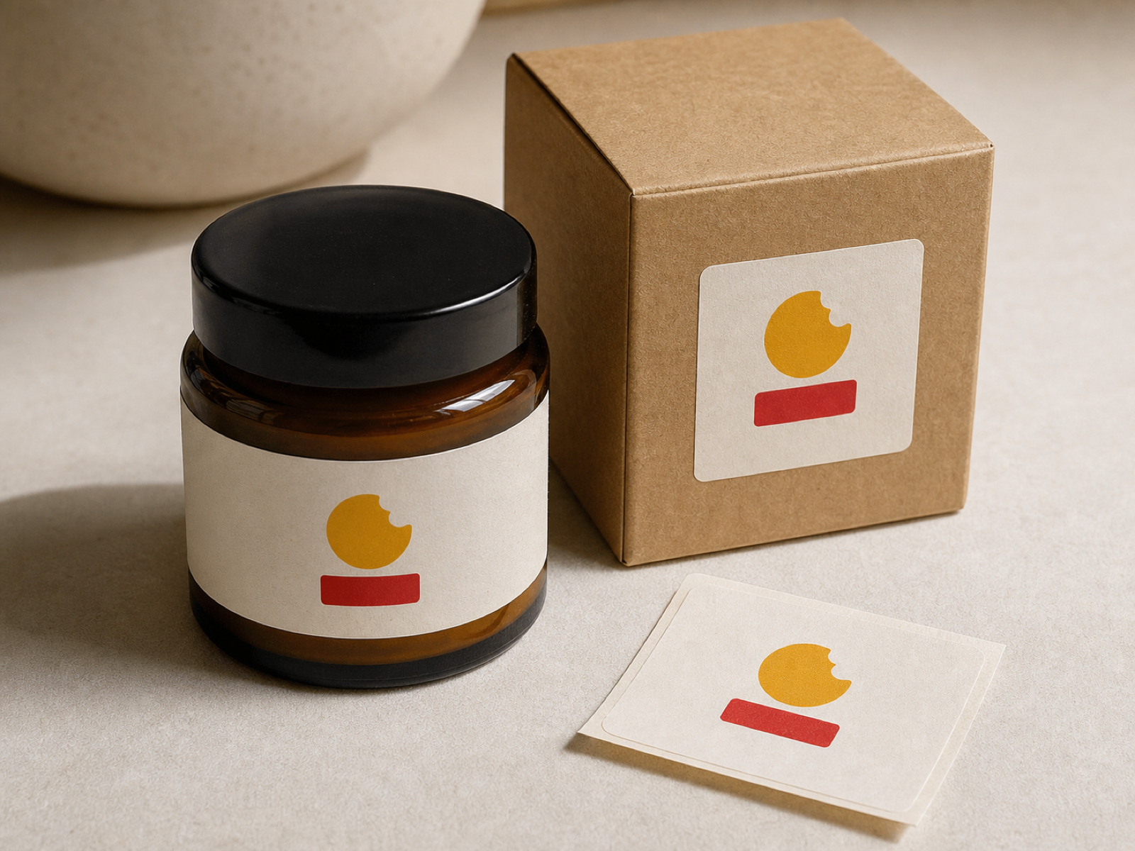 Mockup fotográfico de packaging aplicado en etiqueta
